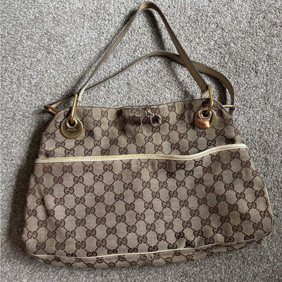 Auth GUCCI GG Shoulder Bag Canvas Beige - Picture 1 of 13